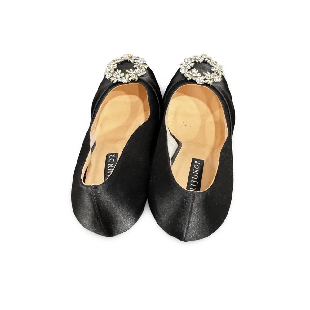 Eriunor Black Satin Rhinestone Platform Pumps High Heels Women's Size 6 - Picture 8 of 8